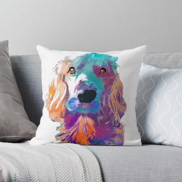 cocker spaniel watercolor pet portrait | Ma'am Throw Pillow