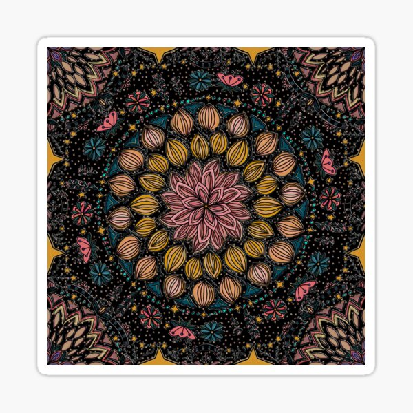Maximalist Folk Art Collection Mandala Black Sticker