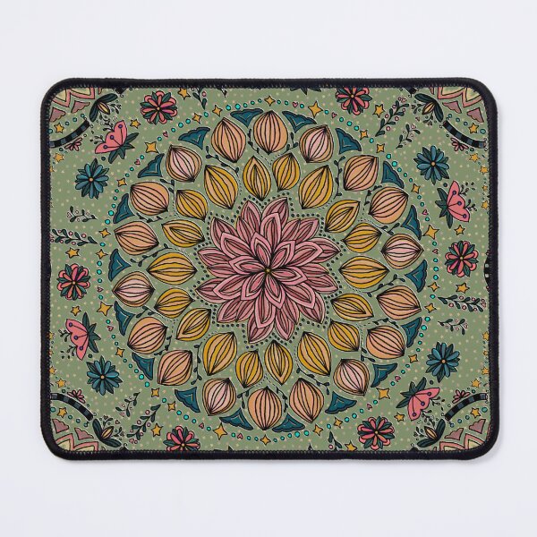 Item preview, Maximalist Folk Art Collection Mandala Moss Green designed and sold by Kristi Duggins.