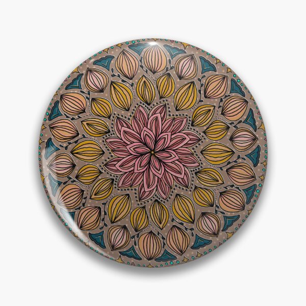 Artikelvorschau, Maximalistische Volkskunstsammlung Mandala Mushroom Brown entworfen und verkauft von Kristi Duggins.