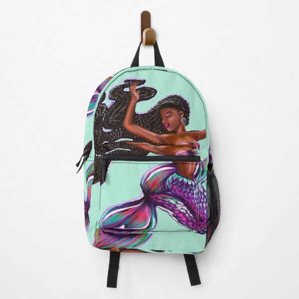 Item preview, mermaid with flowing braids 2, brown eyes curly Afro hair and caramel brown skin. Black mermaid designed and sold by Artonmytee.