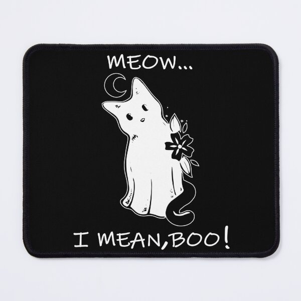 Item preview, meow i mean boo, funny kawaii halloween ghost, funny cat designed and sold by XXgooddeedXX.