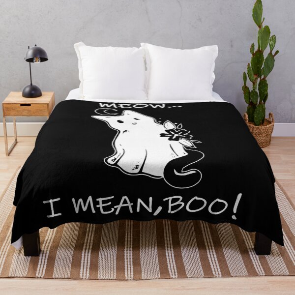Item preview, meow i mean boo, funny kawaii halloween ghost, funny cat designed and sold by XXgooddeedXX.