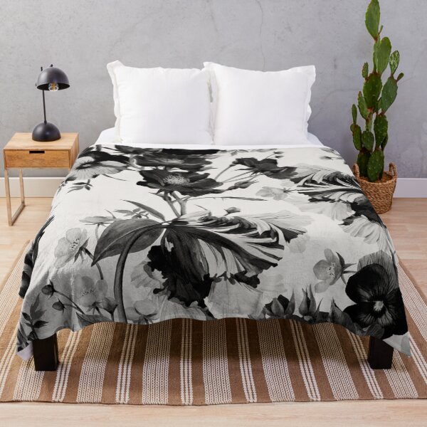 Item preview, White Over Black Abstract Line Art Flower Pattern designed and sold by Dex-Shop.
