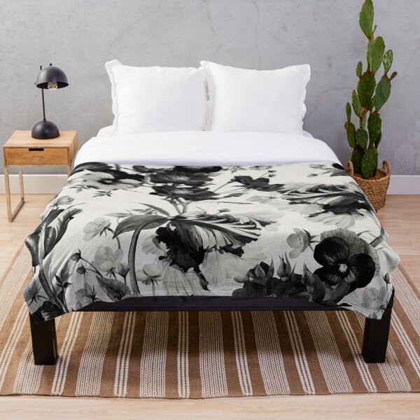 Item preview, White Over Black Abstract Line Art Flower Pattern designed and sold by Dex-Shop.