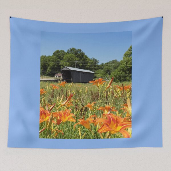 Item preview, Goddard Covered Bridge with Lilies designed and sold by gotucoveredart.