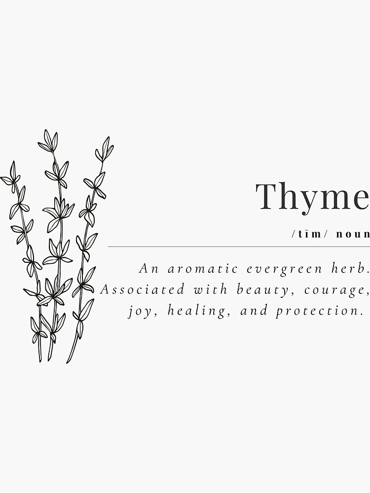 "Thyme herbal definition" Sticker for Sale by wildordinary Redbubble