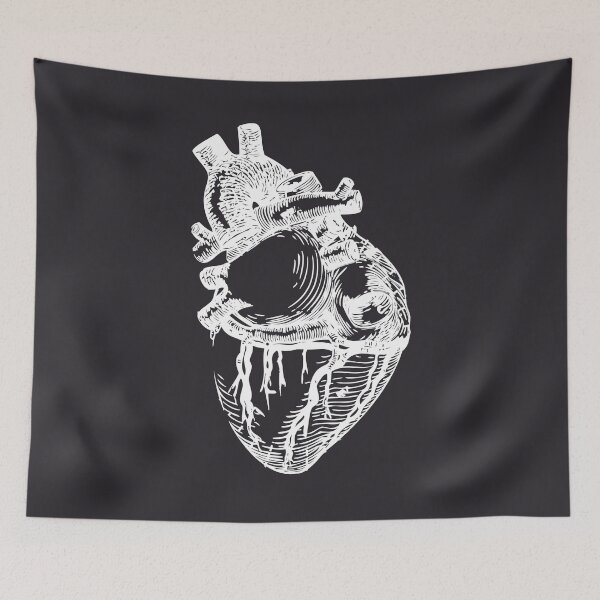 Item preview, anatomical heart white black outline sketch illustration designed and sold by opptop.