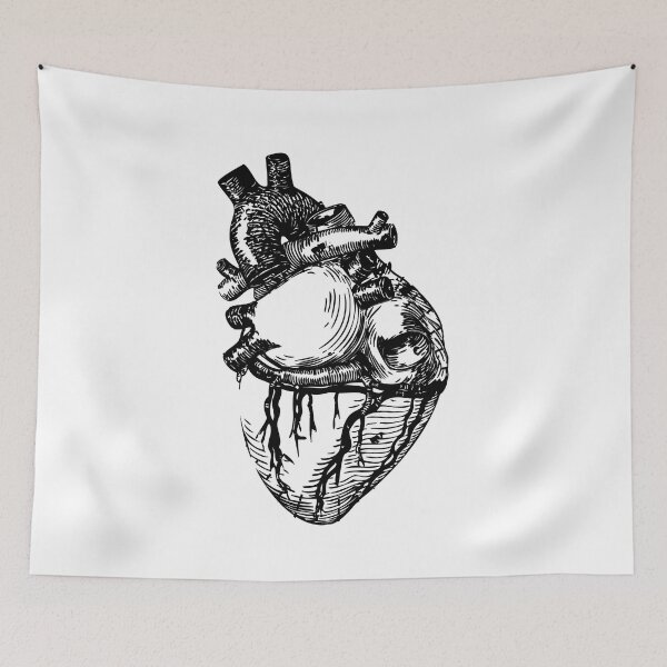 Item preview, anatomical heart black outline sketch illustration designed and sold by opptop.