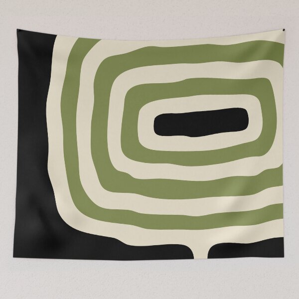 Item preview, Abstract Geometric Rings 227 Black Olive Green and Beige designed and sold by tonymagnerart.