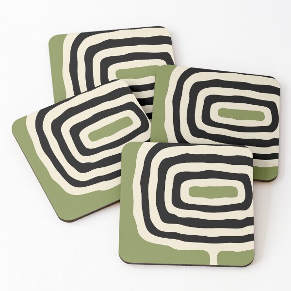 Item preview, Abstract Geometric Rings 228 Black Olive Green and Beige designed and sold by tonymagnerart.