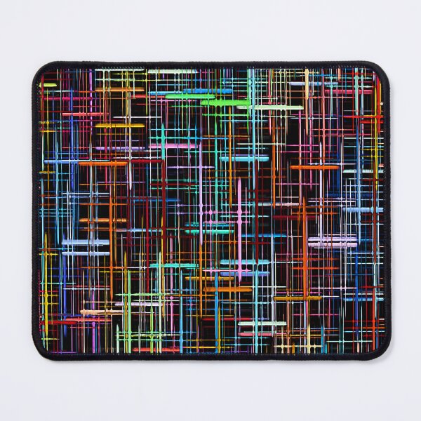Item preview, Abstract multicolored grid and checkered pattern on black.  designed and sold by IaroslavB.