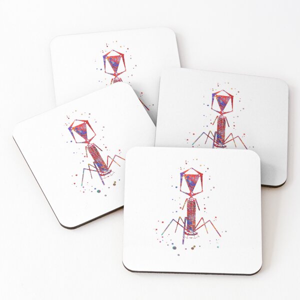 Item preview, Bacteriophage virus, watercolor bacteriophage, biotech art, medical art designed and sold by Rosaliartbook.