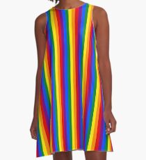 Mini Vertical Gay Pride Rainbow Beach Stripes A-Line Dress
