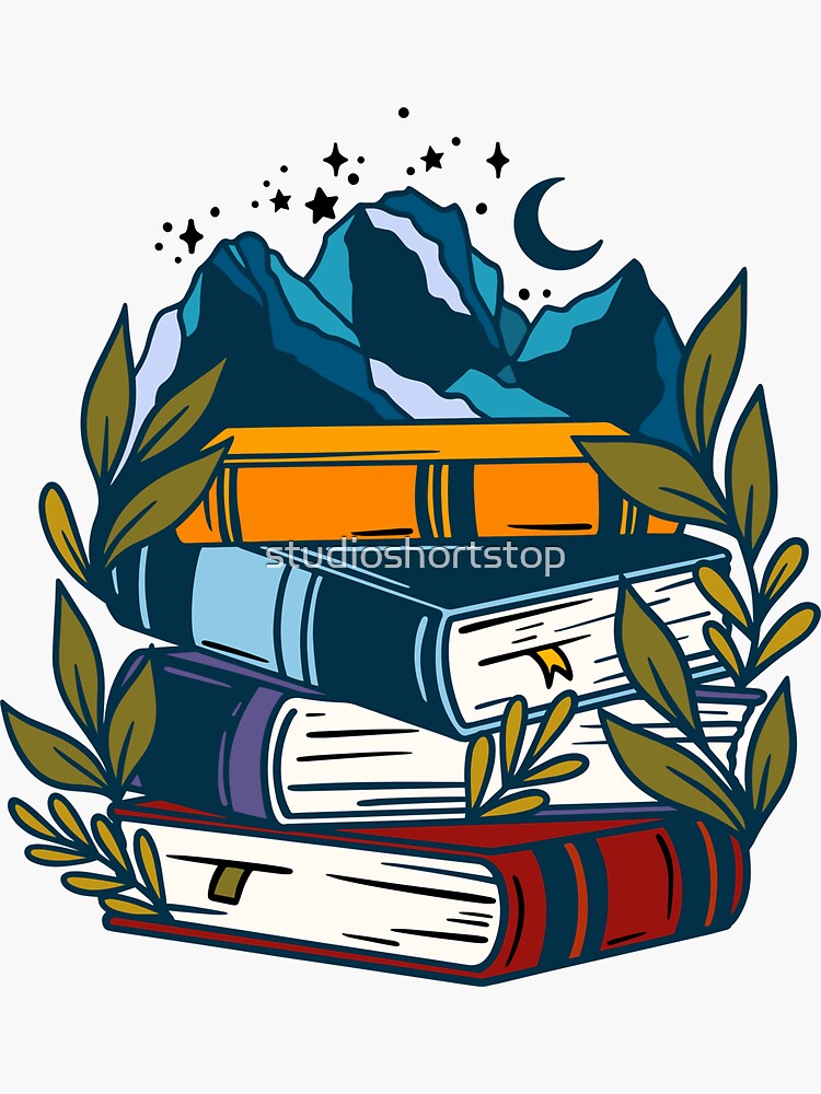 Mountains Book Stack - Bookish Vinyl Sticker