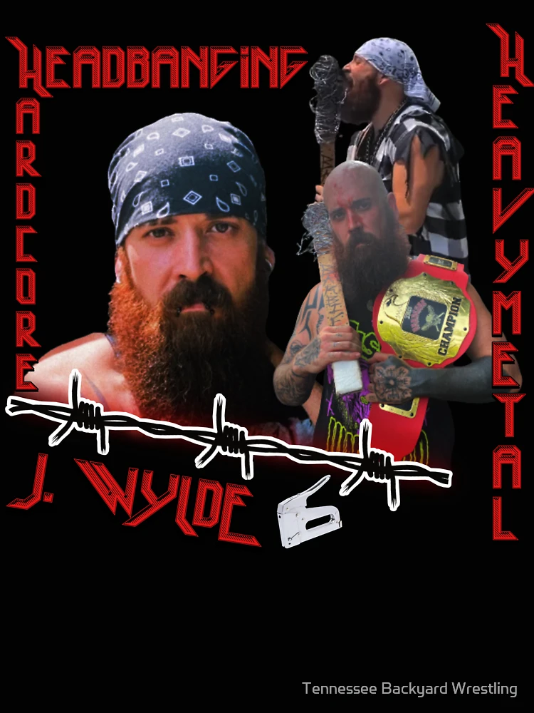 Thumbnail 4 of 4, Relaxed T-Shirt, J Wylde Heavy Metal, Head Banging, Hardcore Merchandise designed and sold by Tennessee Backyard Wrestling.