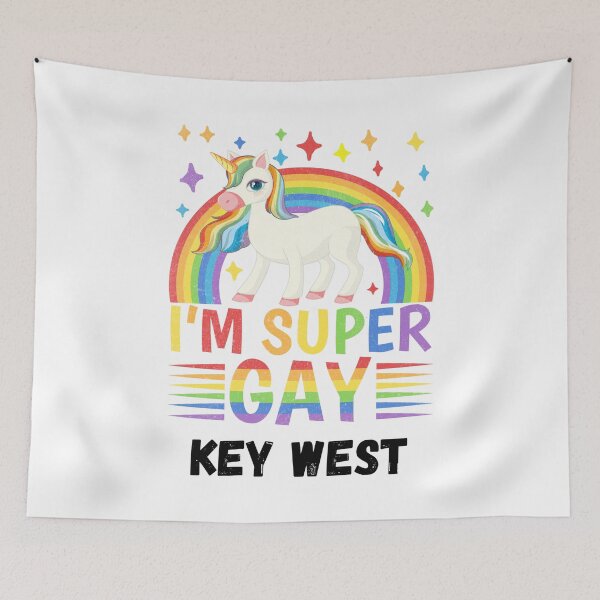 Item preview, I'm Super Gay - Key West Gay Pride Unicorn with Rainbow designed and sold by WigOutlet.