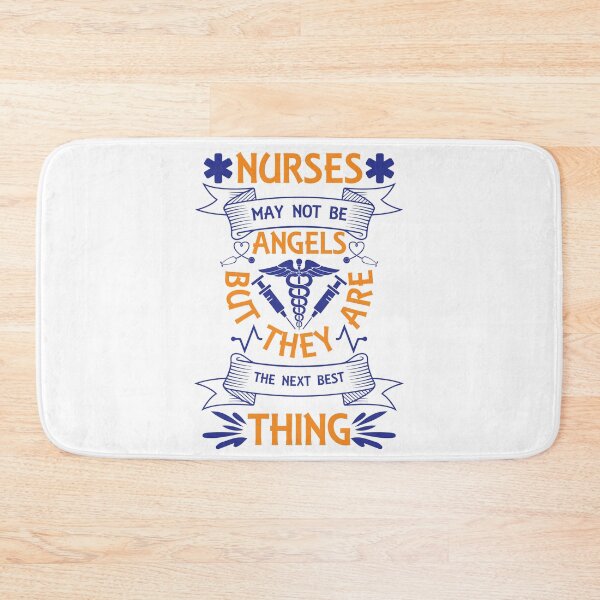 Item preview, Nurses May Not Be Angels But They Are The Next Best Thing Love Medical Motivational Quotes Saying Happy Life Apparel Essential Motivation Inspiration Joy Mood designed and sold by DesignByHeartUK.