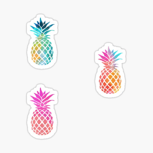 3 ananas colorés Sticker