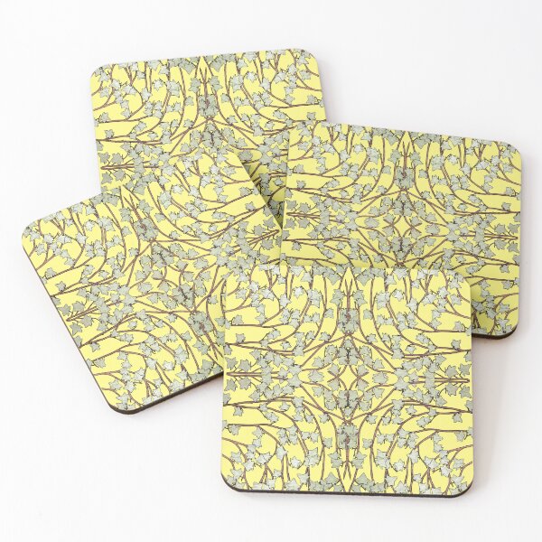 Item preview, Ivy leaves and Vines on Yellow Background, Kaleidoscope art pattern designed and sold by HBBArtShop.