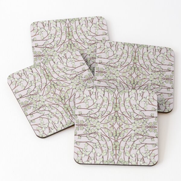 Item preview, Ivy leaves and Vines on Light Gray Background, Kaleidoscope art pattern designed and sold by HBBArtShop.