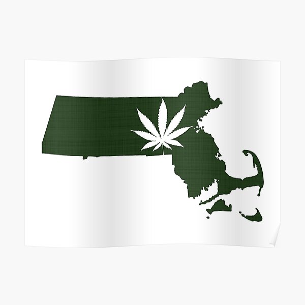 Marijuana Leaf Massachusetts Poster