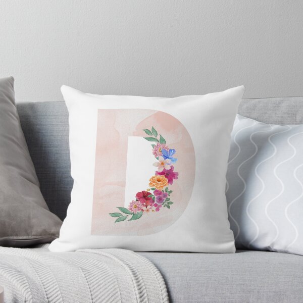 Item preview, Letter D pink floral watercolor design designed and sold by Pagsibol.