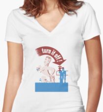 Turn It Off -- Water Conservation Women's Fitted V-Neck T-Shirt