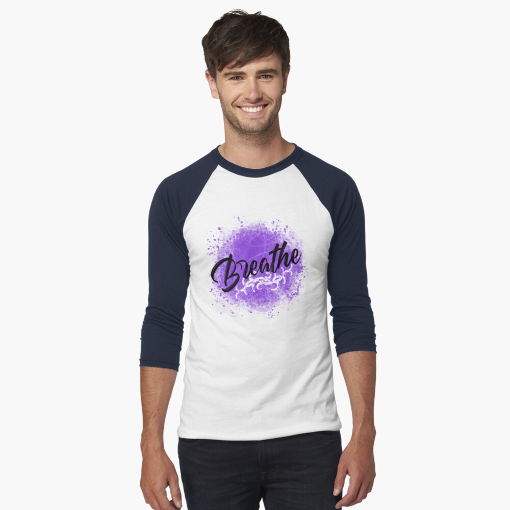 Breathe Decal from Willow Bend Zen Baseball ¾ Sleeve T-Shirt