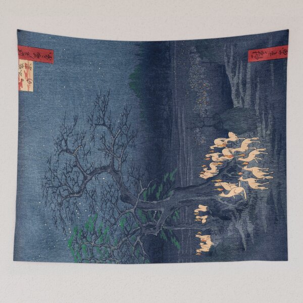 Item preview, Foxes at Night Shrine Vintage Ukiyo-e Japanese Art designed and sold by VintageArchive.