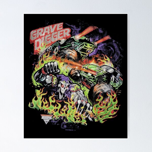 Grave Digger Dennis Flame Vintage Racing Art Board Print for Sale