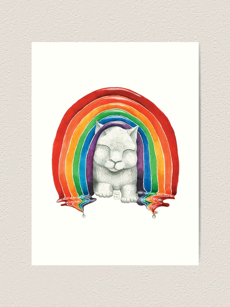"Puffy Cloud & Rainbow Cat" Art Print for Sale by Annepennypacker ...