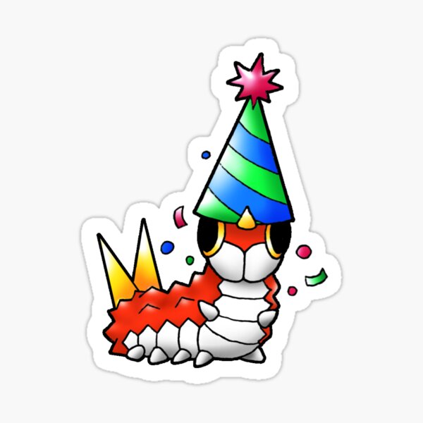 "Party hat wurm" Sticker for Sale by Spookibun Redbubble