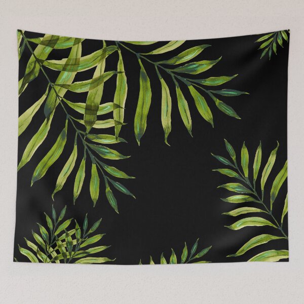 Item preview, Tropical Night - Greenery On Black designed and sold by Ekaterina Chernova.