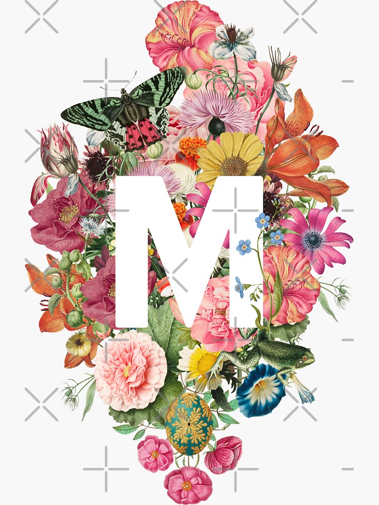 Monogram Letter M with Romantic Vintage Flowers Greeting Card for Sale by  Trish Dish