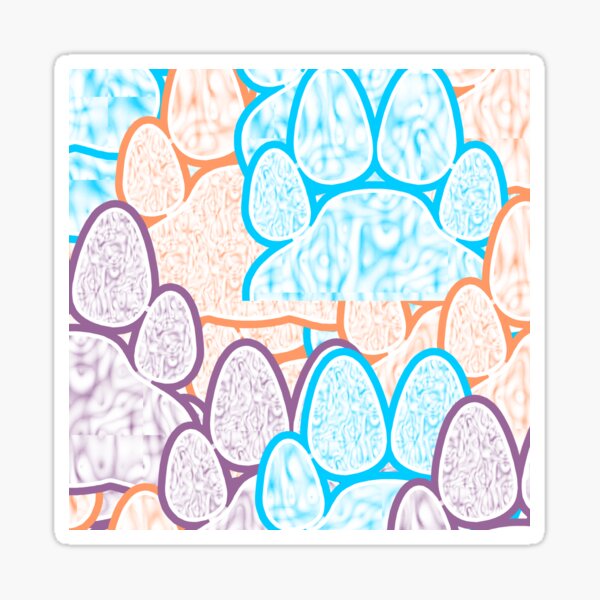 Vibrant Colorful Paws Illusion Sticker