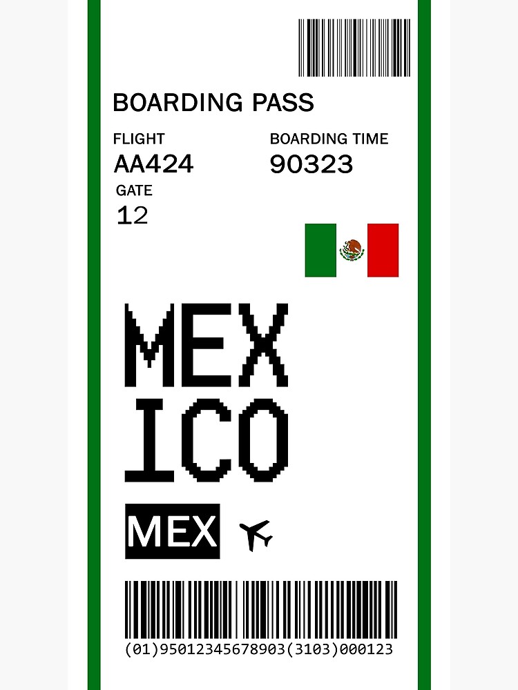 Póster «Mexico Boarding Pass Ticket Airline Airplane Travel» de