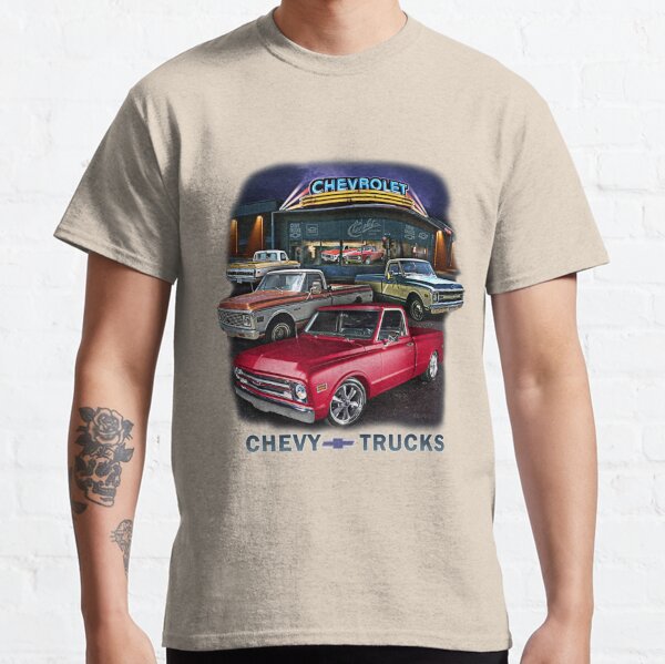 Joe Blow T's 1967 to 1972 Chevy Pickup Trucks T-Shirt 100% Cotton Preshrunk Blue Dusk 