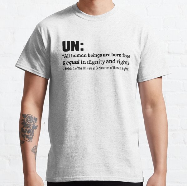 Vista previa del artículo con la obra «Naciones Unidas: Artículo 1 de la Declaración Universal de los Derechos Humanos», diseñado y vendido por IBD-HOUS.
