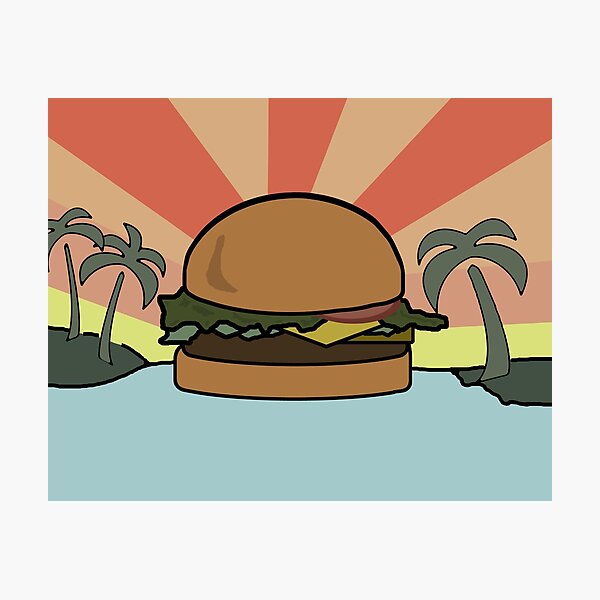 Item preview, "Food Paradise" Hamburger Burger Foodie Food Sun Beach Water Palm Trees designed and sold by CanisPicta.