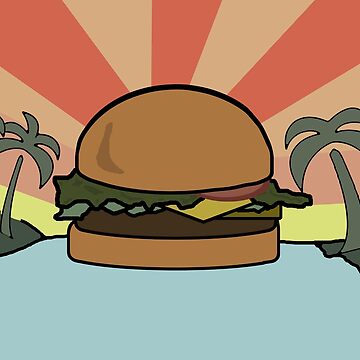Artwork thumbnail, "Food Paradise" Hamburger Burger Foodie Food Sun Beach Water Palm Trees by CanisPicta