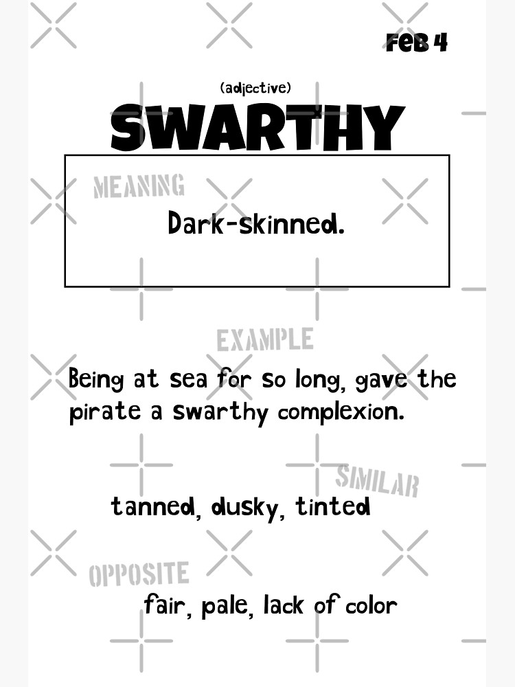 Swarthy, Adjective