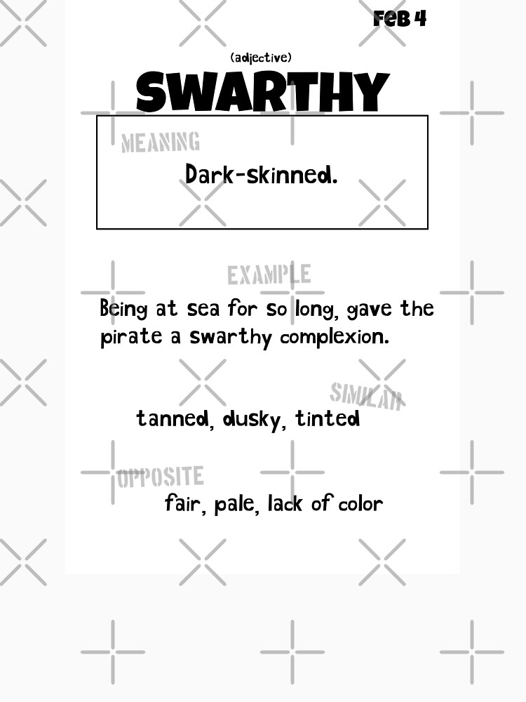 Swarthy, Adjective