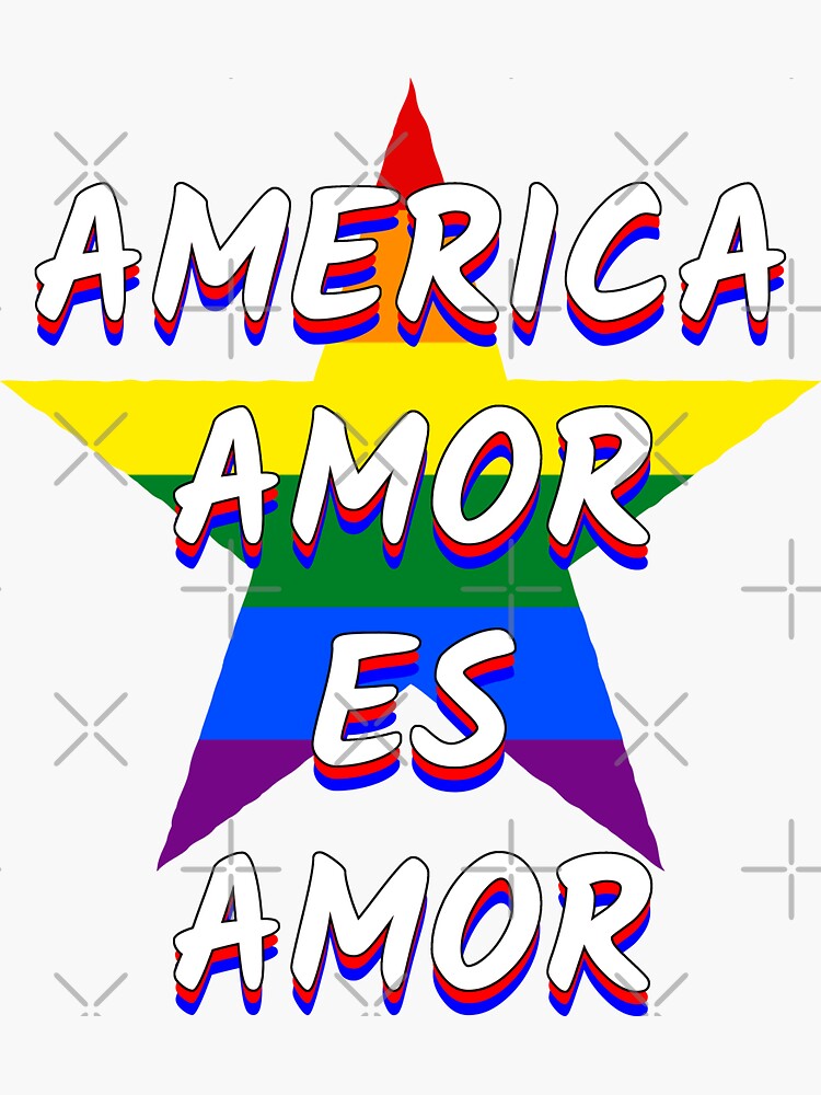 America Amor Es Amor Hispanic Gay Pride Rainbow Flag Lgbtq 4th Of July Comic Book Hero Sticker 1777