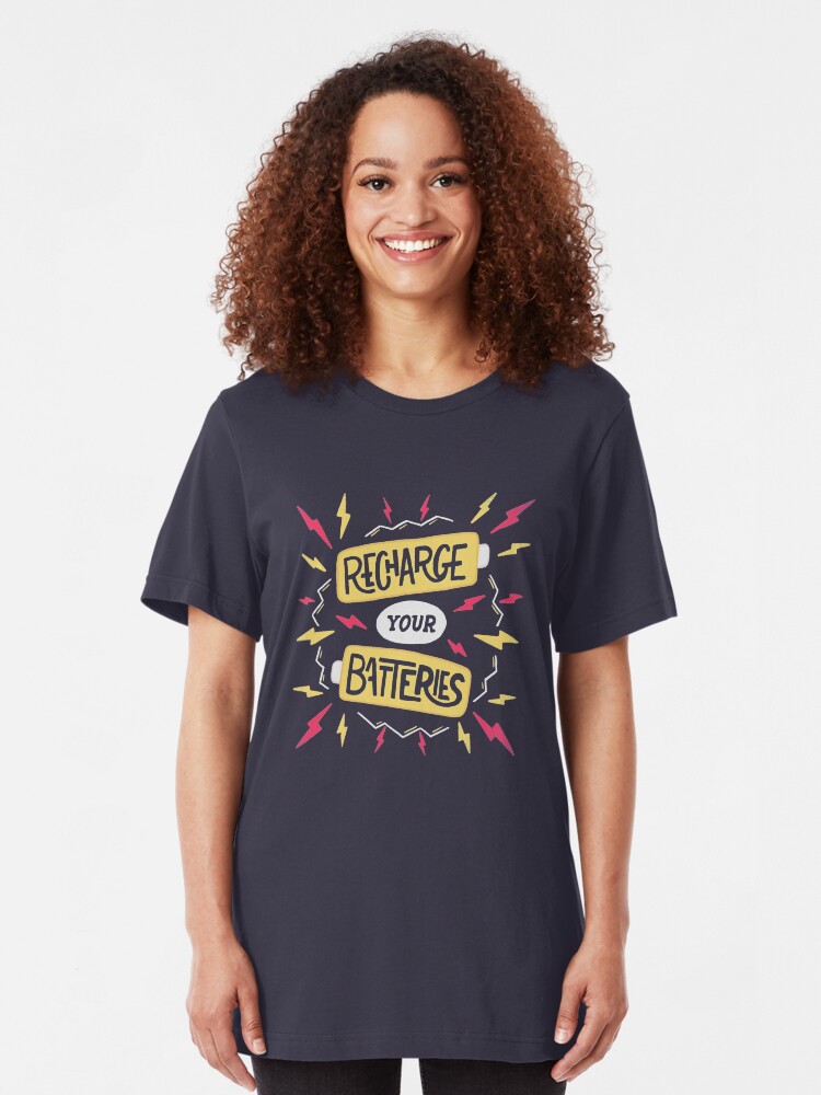 Alternate view of Recharge your batteries Slim Fit T-Shirt