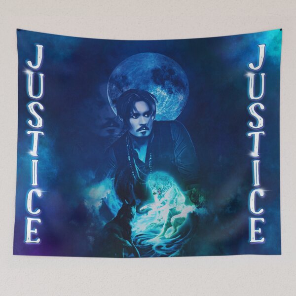 Item preview, Justice for Johnny Depp with Wolves & full moon Savage art designed and sold by MunsyArt.