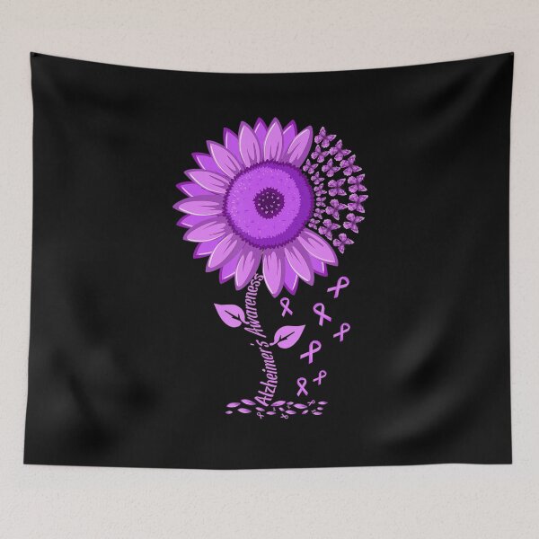 Item preview, Sunflower Alzheimer's awareness Ribbon Purple Butterflies designed and sold by TARABENNIE01.