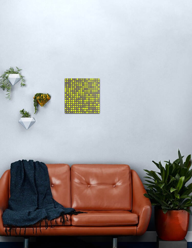 Modern Dots Chartreuse Fluorescent Neon Grey Ash Charcoal Polka Yellow Green Metal Print