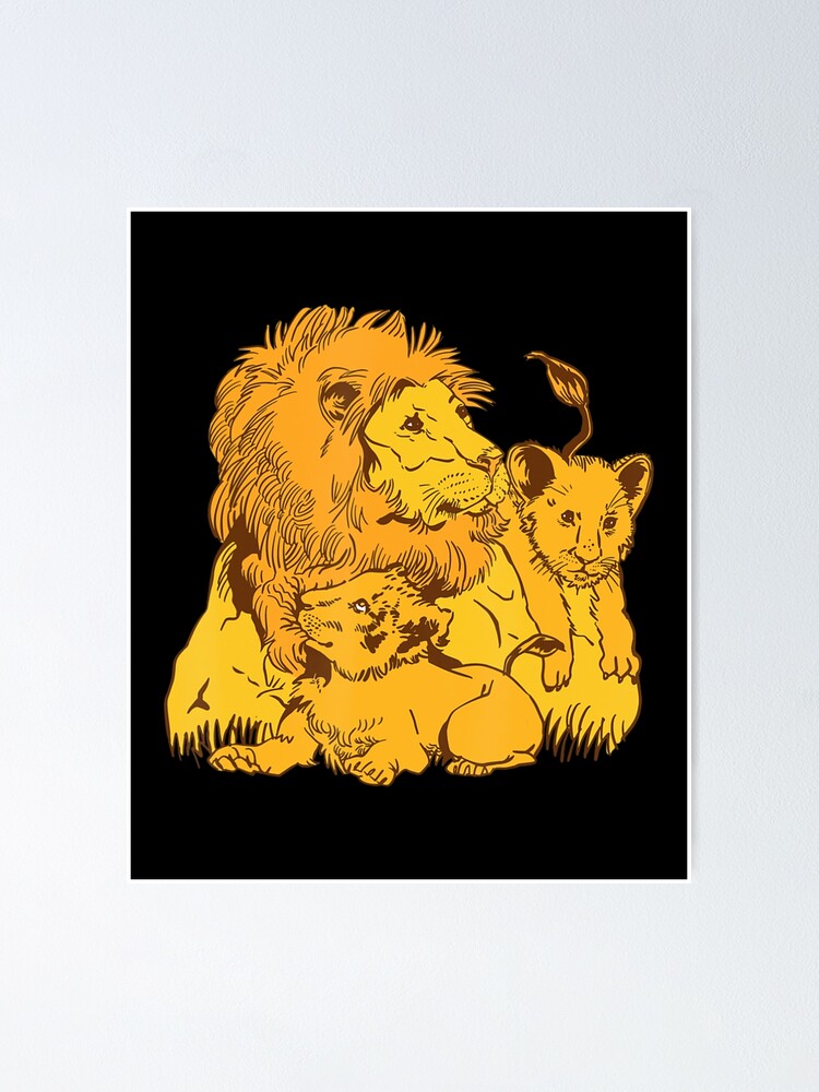 Póster «Orgulloso papá león con cachorros león papá para el día del padre»  de ChidozieAwaziem | Redbubble