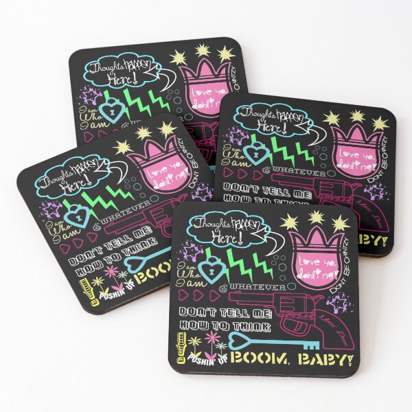 Item preview, "Girl Interrupted" Thoughts, Quotes, Sayings, Funny, Humor, Typography, Gun, Hearts, Loaded, Neon, Pink, Blue, Green, Yellow, Thunderbolt, Cloud, designed and sold by CanisPicta.